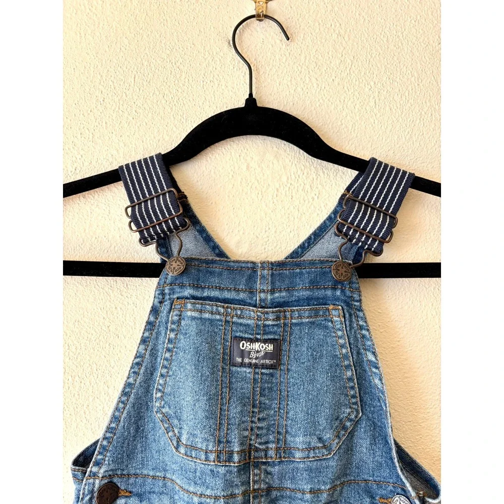 OshKosh B'gosh Toddler Boys Med Wash Denim Bib Overalls 4T Classic Cotton Blend